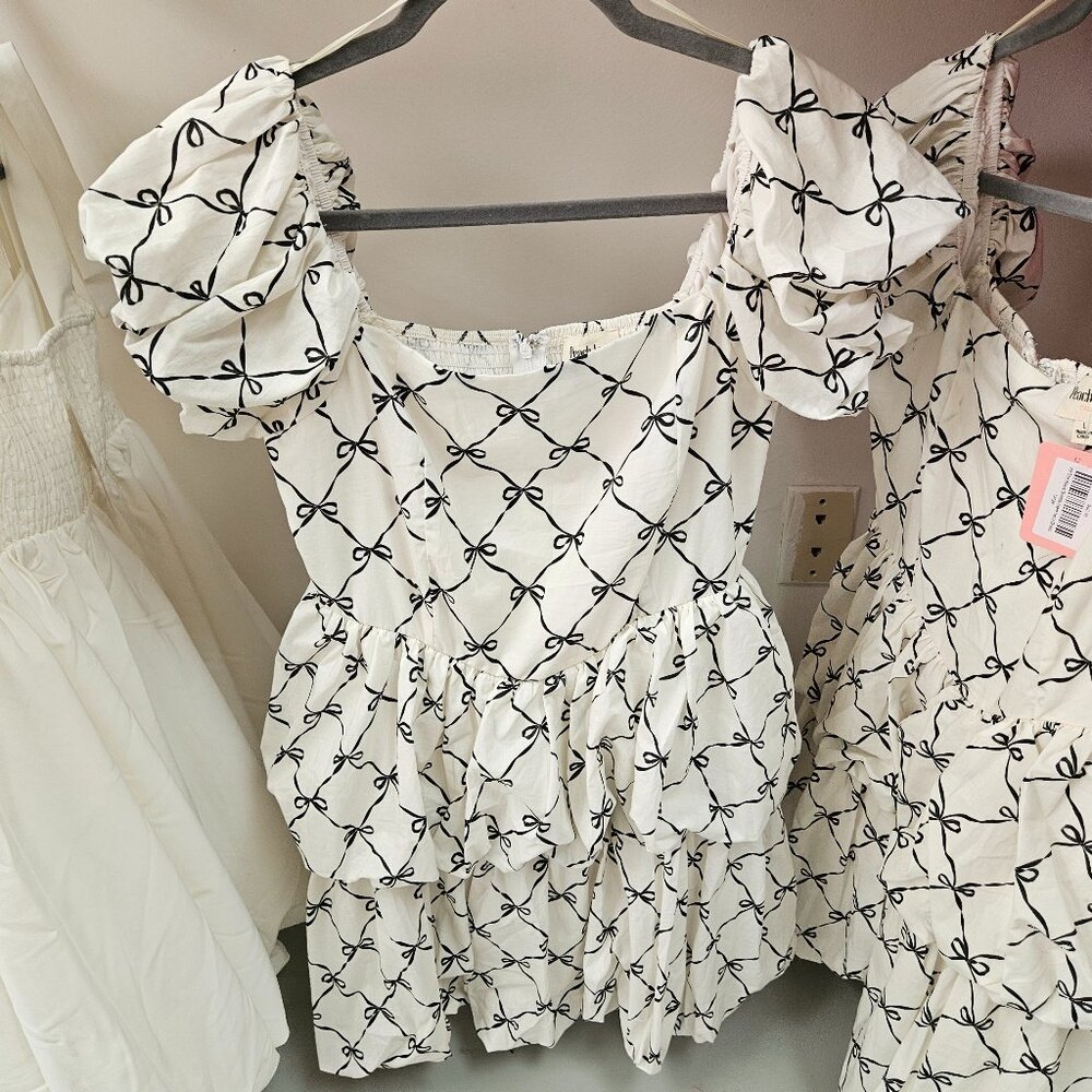 Peach Love teared smock dress mini